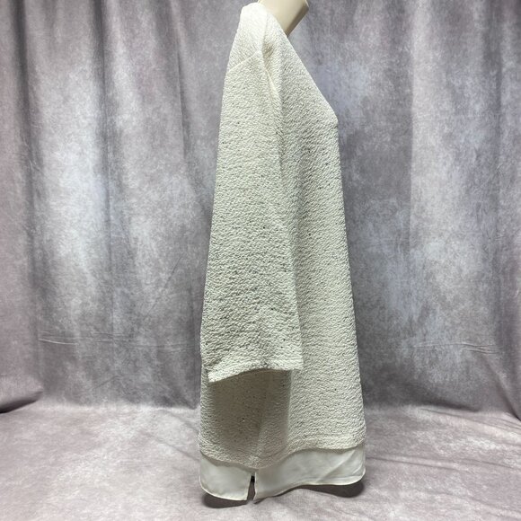 Catherines  2X V-Neck Pullover LS Blouse Top White Textured With Silver Specks - Picture 6 of 9